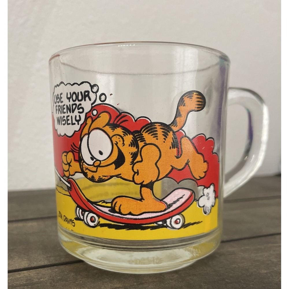 1978 McDonald's Garfield and Odie Cup Mug - Glass - Use Your Friends Wisley